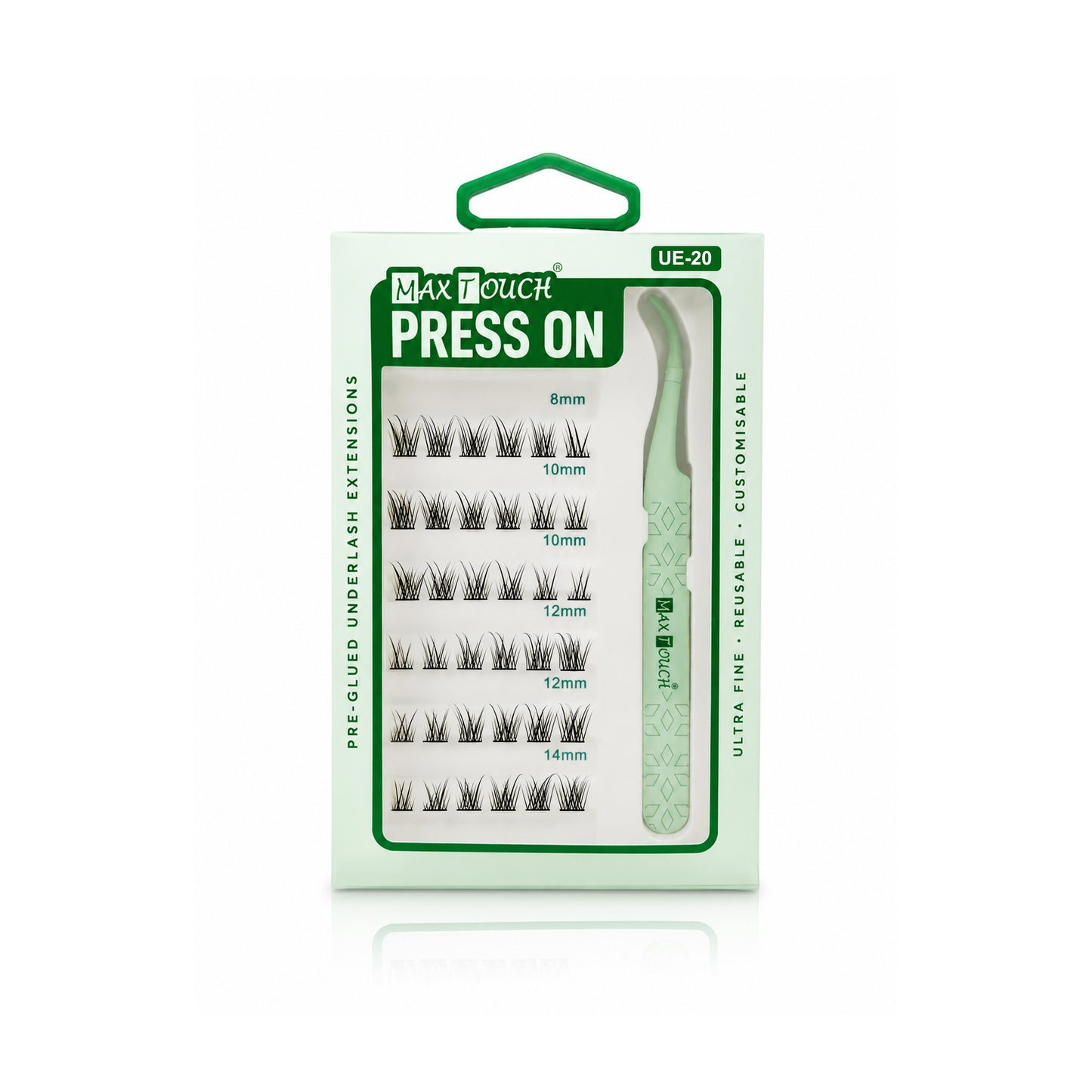 Max Touch Press On – Pre-Glued Underlash Extensions | Reusable Cluster Lashes, 20 Styles
