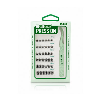 Max Touch Press On – Pre-Glued Underlash Extensions | Reusable Cluster Lashes, 20 Styles