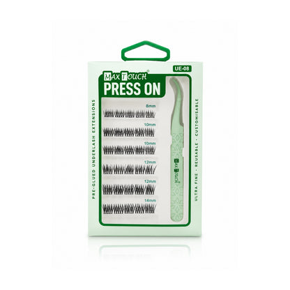 Max Touch Press On – Pre-Glued Underlash Extensions | Reusable Cluster Lashes, 20 Styles