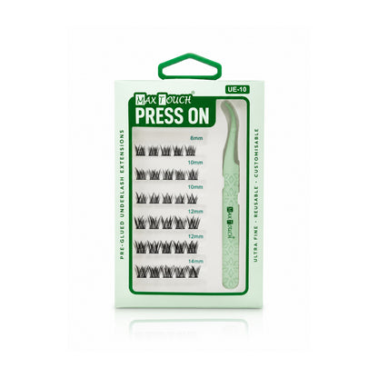 Max Touch Press On – Pre-Glued Underlash Extensions | Reusable Cluster Lashes, 20 Styles