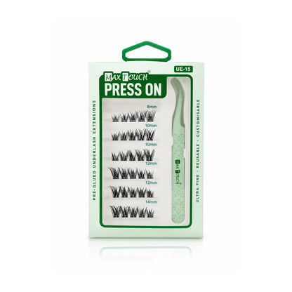 Max Touch Press On – Pre-Glued Underlash Extensions | Reusable Cluster Lashes, 20 Styles
