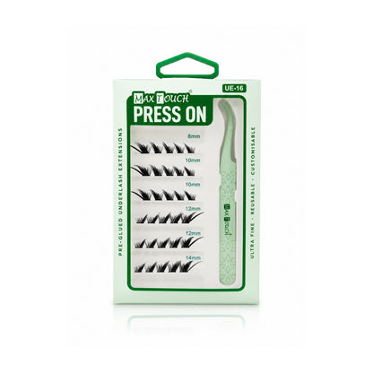 Max Touch Press On – Pre-Glued Underlash Extensions | Reusable Cluster Lashes, 20 Styles