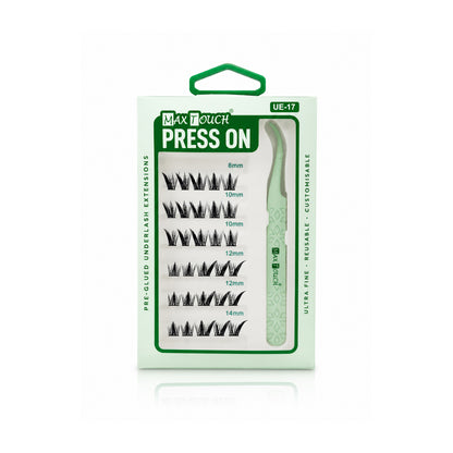 Max Touch Press On – Pre-Glued Underlash Extensions | Reusable Cluster Lashes, 20 Styles