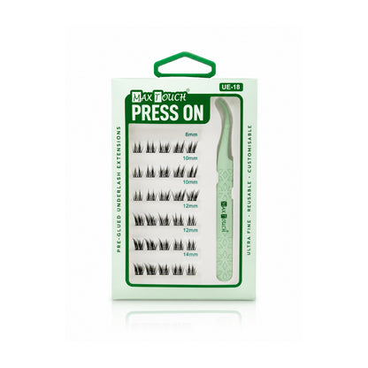 Max Touch Press On – Pre-Glued Underlash Extensions | Reusable Cluster Lashes, 20 Styles