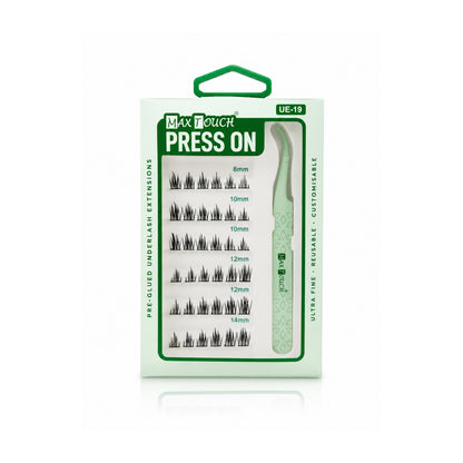 Max Touch Press On – Pre-Glued Underlash Extensions | Reusable Cluster Lashes, 20 Styles