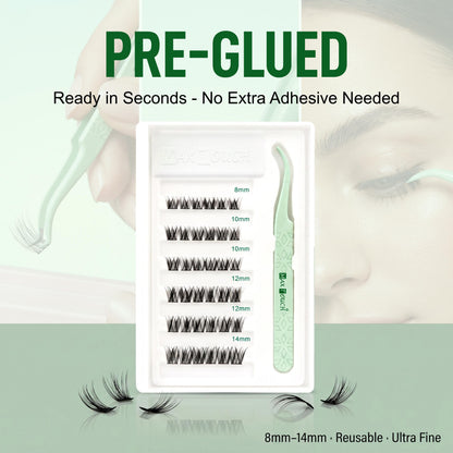 Max Touch Press On – Pre-Glued Underlash Extensions | Reusable Cluster Lashes, 20 Styles